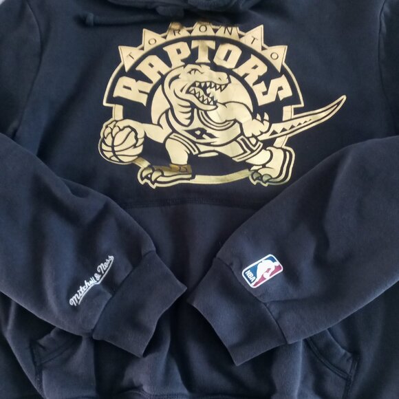 Vintage Toronto Raptors Mitchell & Ness Black Gold NBA Hoodie Size Medium - Picture 8 of 8